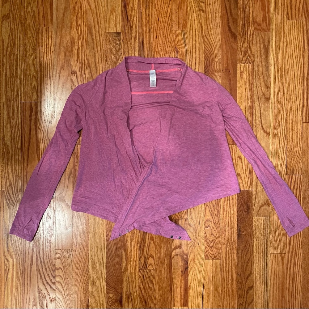 Ivivva purple lightweight cardigan w/ snaps to wear multiple ways and thumbholes